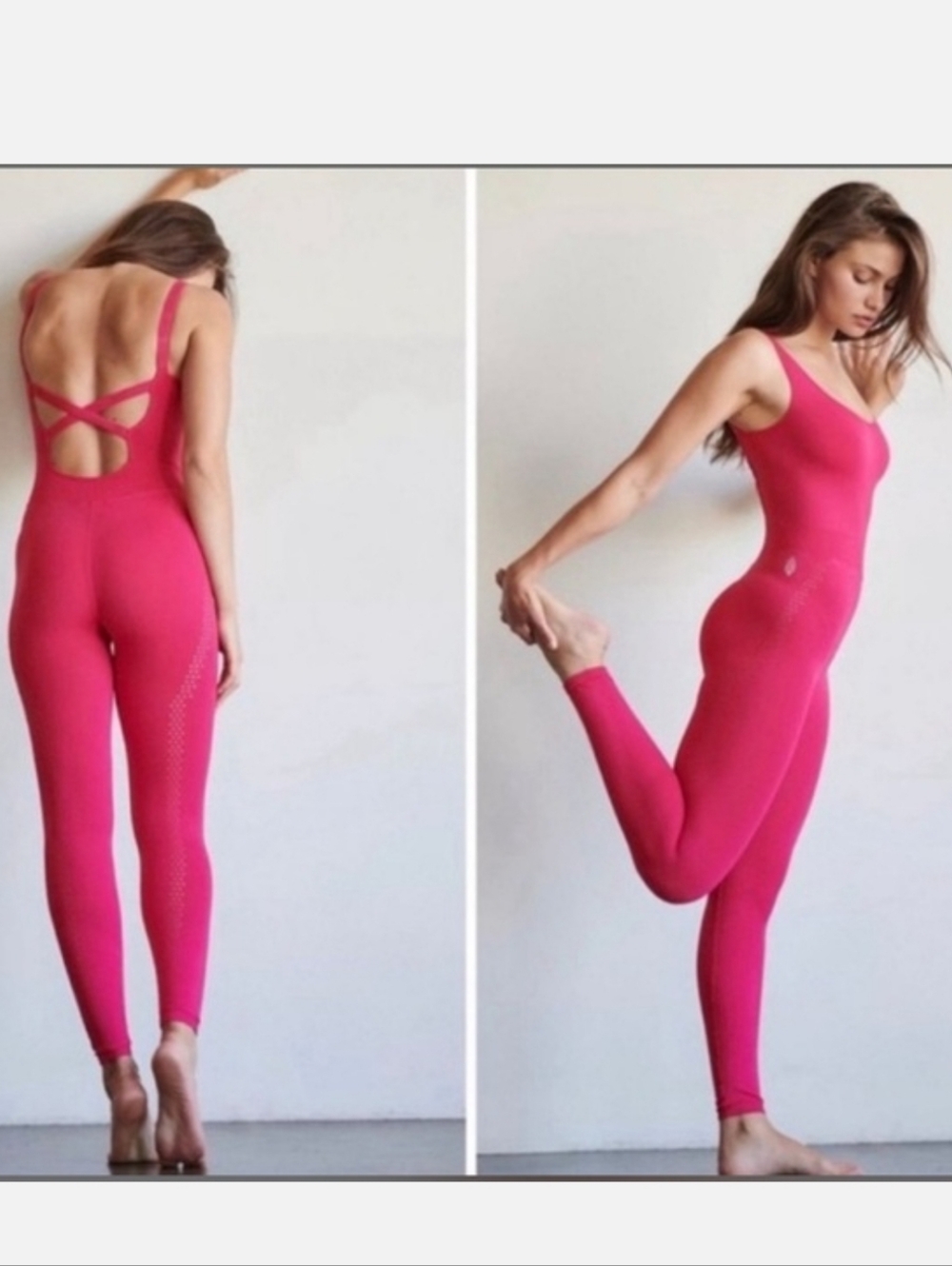 free people ♡ good karma pink jumpsuit barbie athleisure gym yoga one piece xs/s